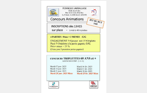 CONCOURS TR VET MARDIS - PROCHAIN MIXTE LE 28 JANVIER 2025