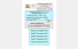 Concours hiver du mardi Triplettes+55ans